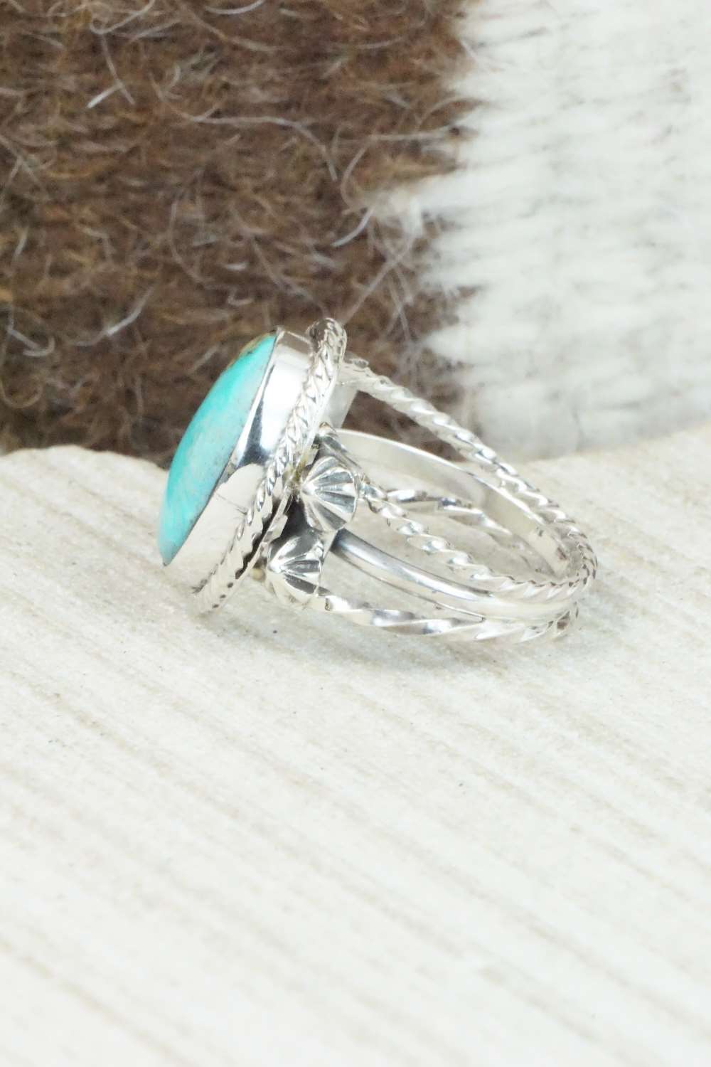 Turquoise & Sterling Silver Ring - Samuel Yellowhair - Size 5.5