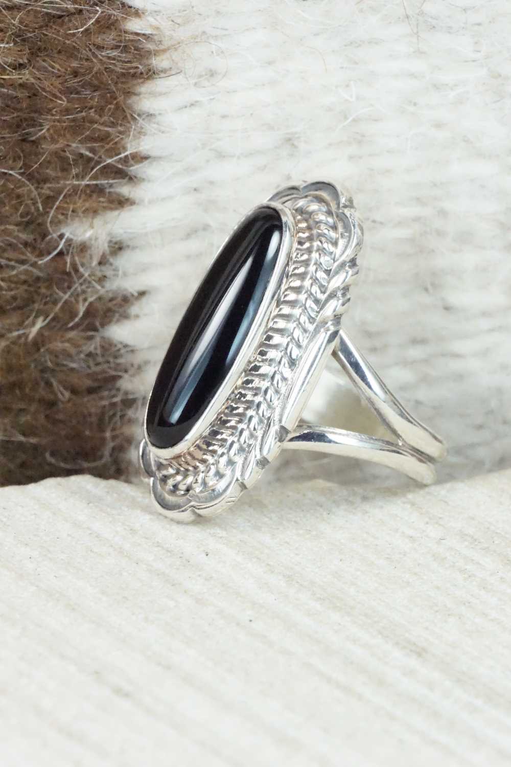 Onyx & Sterling Silver Ring - Victor Chee - Size 7.75
