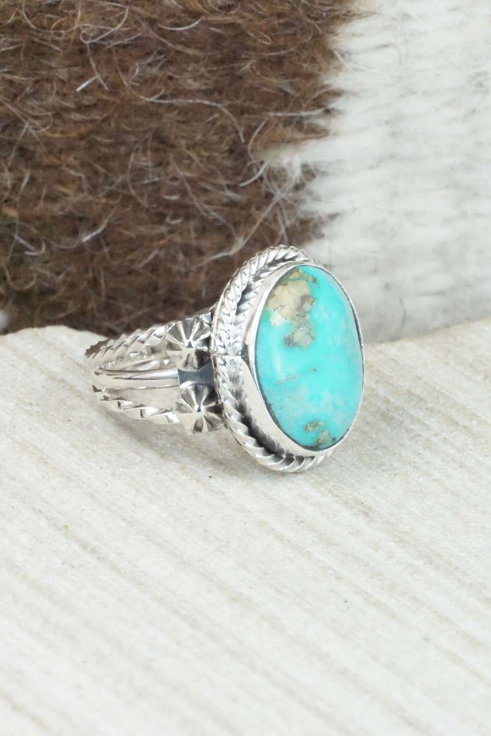 Turquoise & Sterling Silver Ring - Samuel Yellowhair - Size 5.5