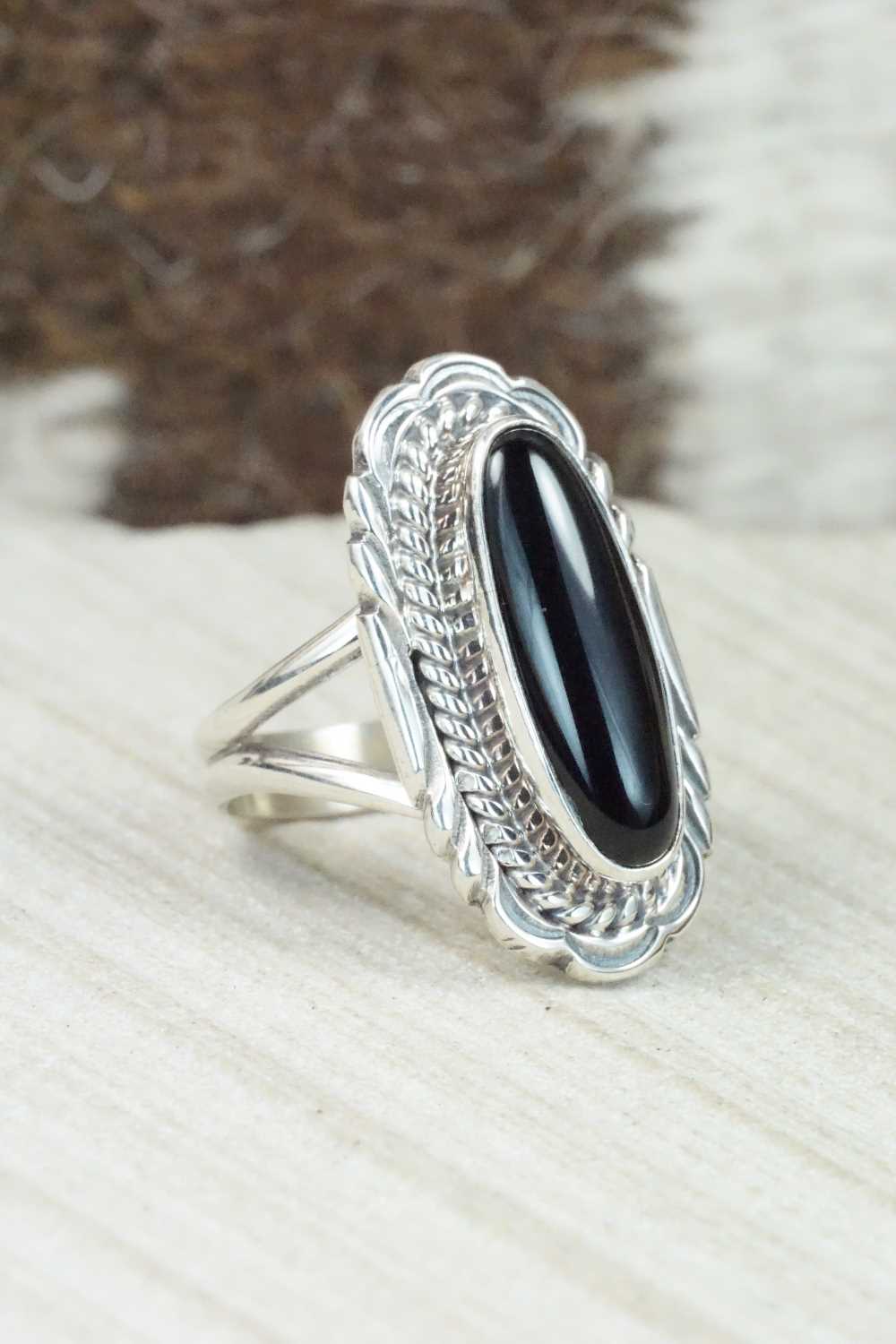 Onyx & Sterling Silver Ring - Victor Chee - Size 7.75
