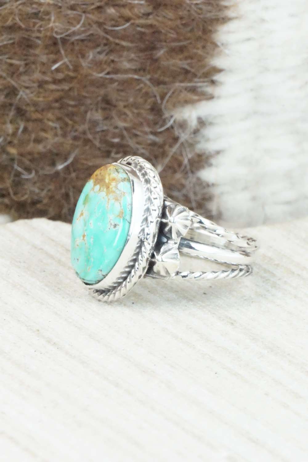 Turquoise & Sterling Silver Ring - Samuel Yellowhair - Size 5.5