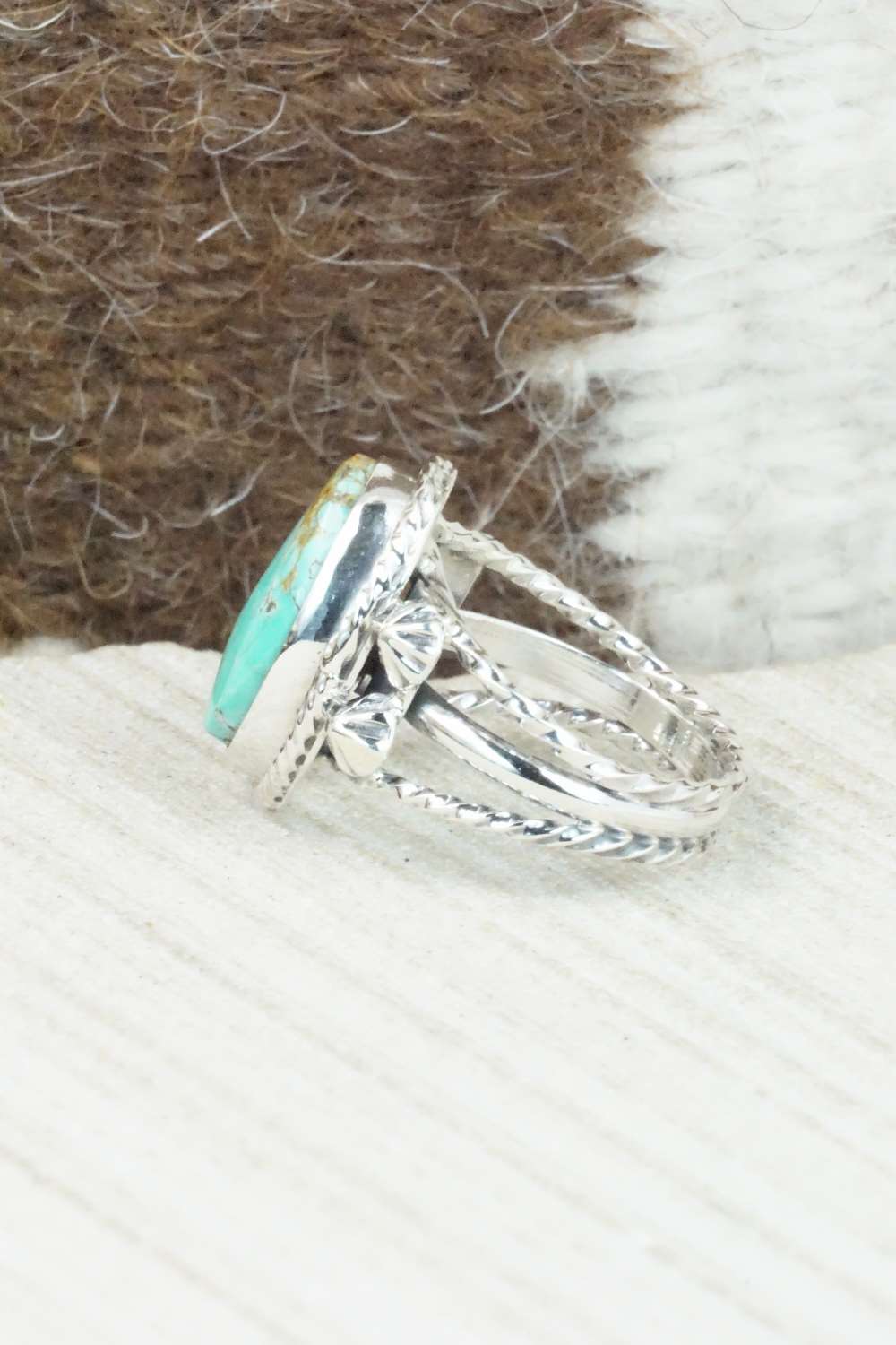 Turquoise & Sterling Silver Ring - Samuel Yellowhair - Size 5.5