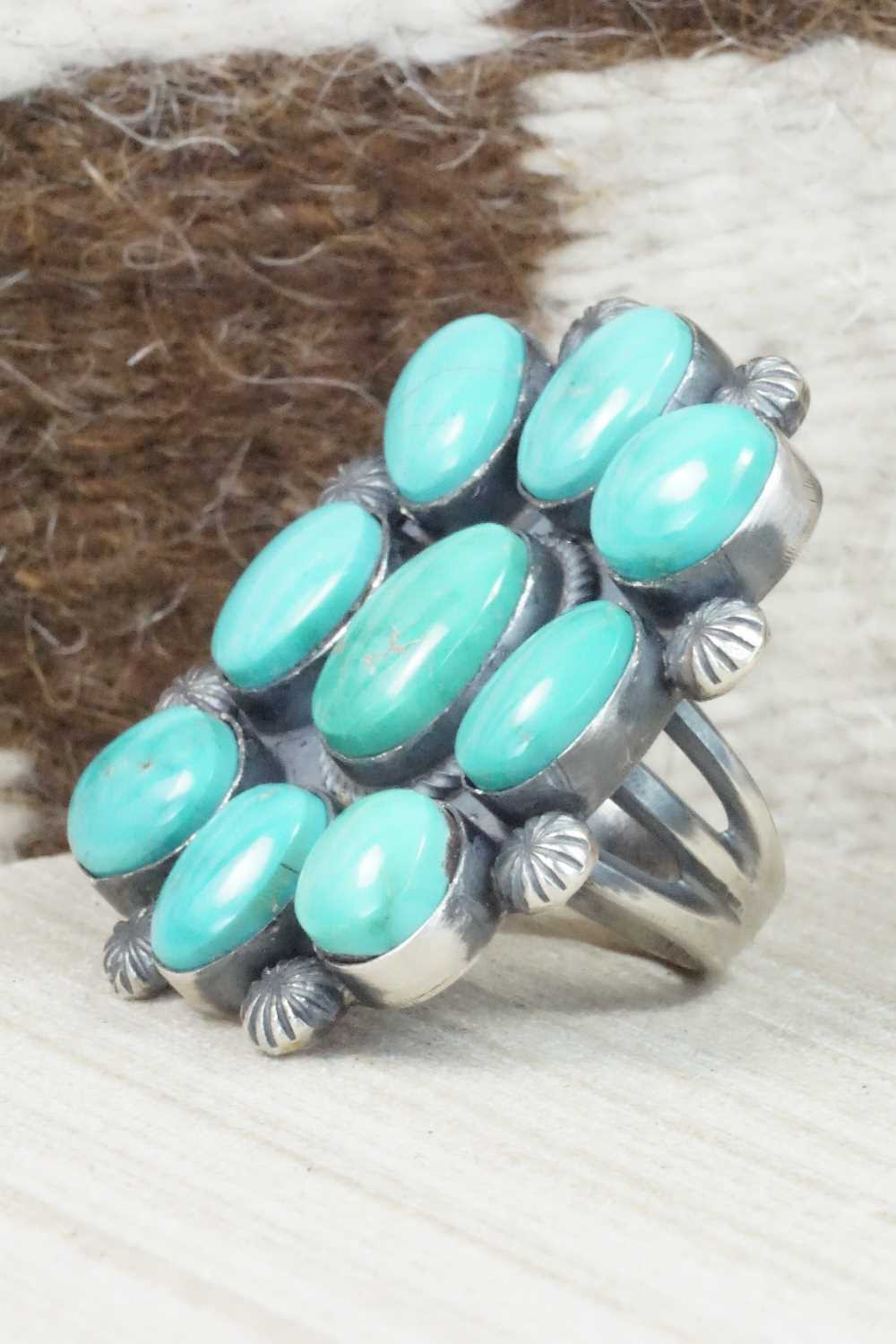 Turquoise and Sterling Silver Ring - Pete Morgan - Size 7.5