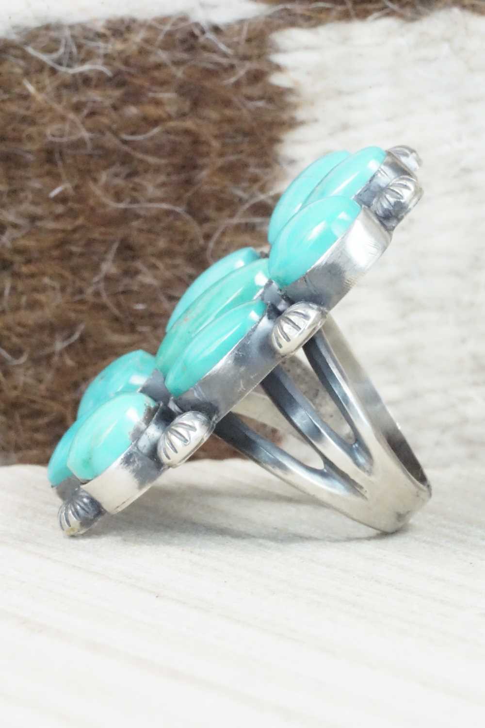 Turquoise and Sterling Silver Ring - Pete Morgan - Size 7.5