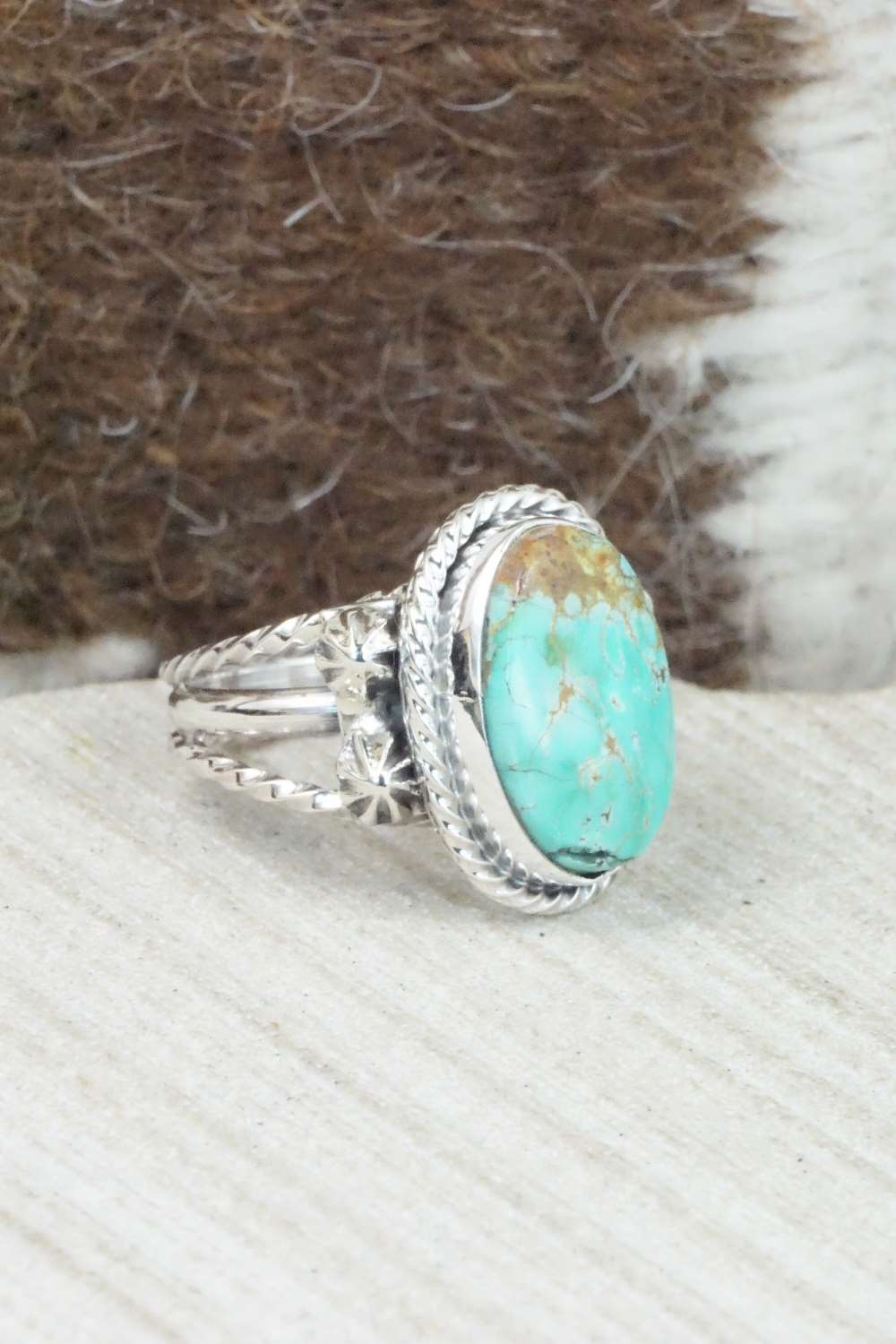 Turquoise & Sterling Silver Ring - Samuel Yellowhair - Size 5.5