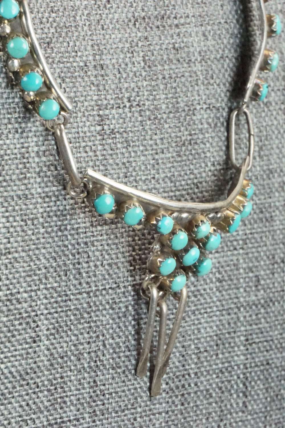Turquoise & Sterling Silver Necklace and Earrings Set - Zuni