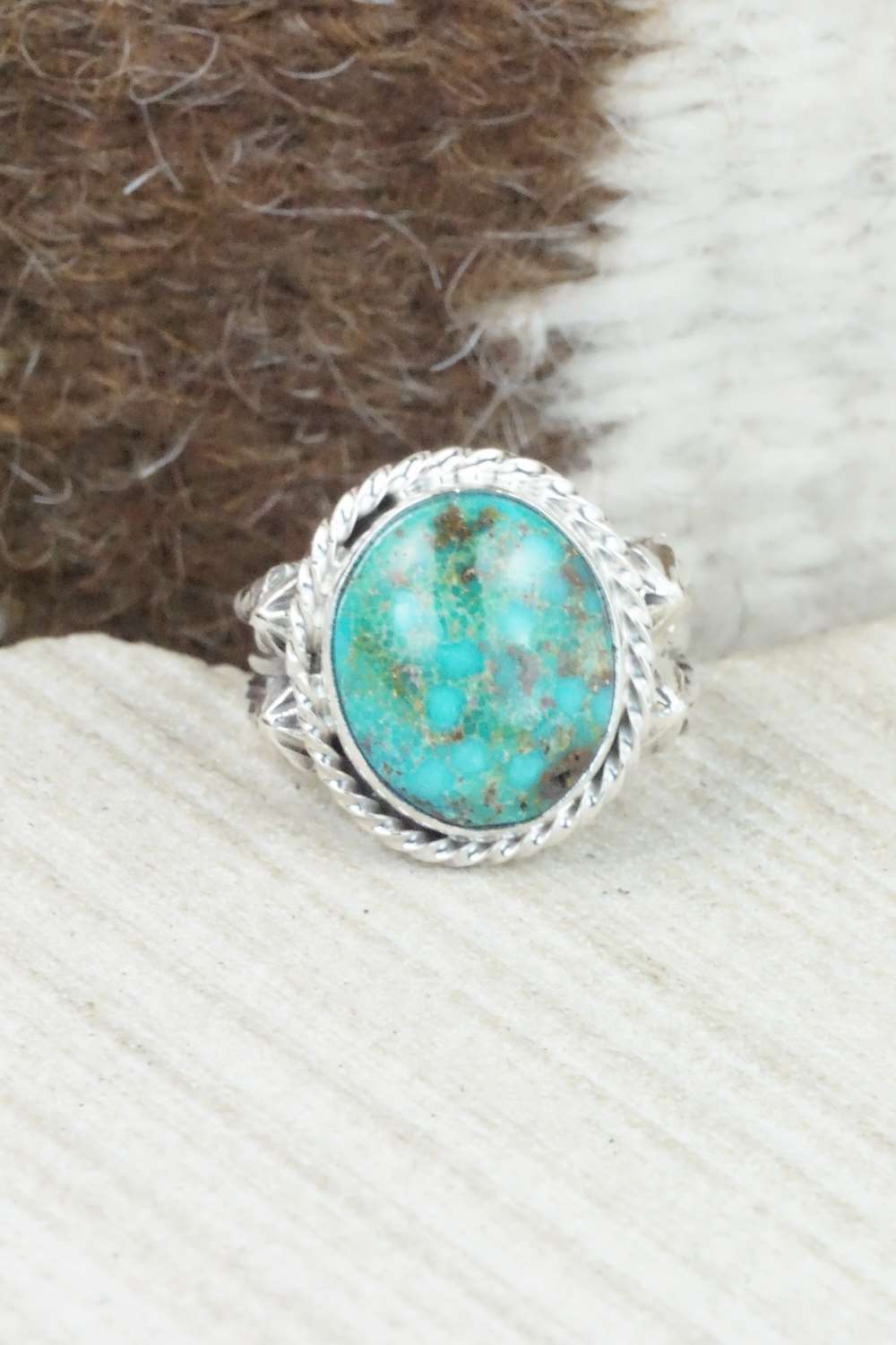 Turquoise & Sterling Silver Ring - Samuel Yellowhair - Size 6.75