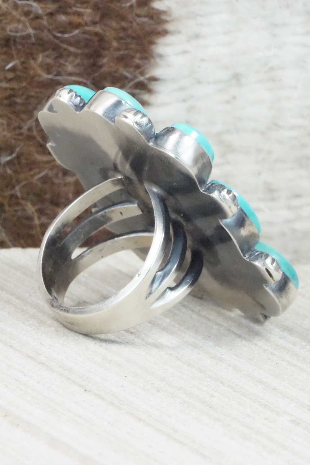 Turquoise and Sterling Silver Ring - Pete Morgan - Size 7.5
