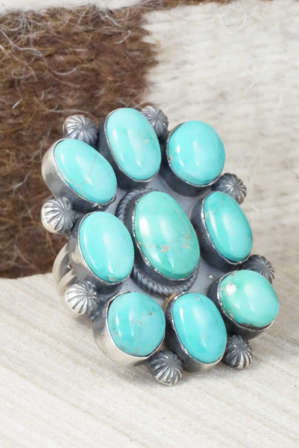 Turquoise and Sterling Silver Ring - Pete Morgan - Size 7.5