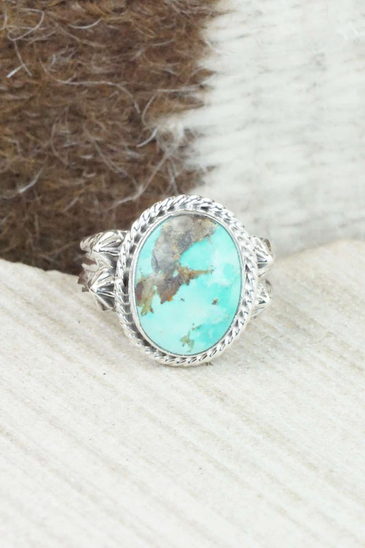 Turquoise & Sterling Silver Ring - Samuel Yellowhair - Size 7.5