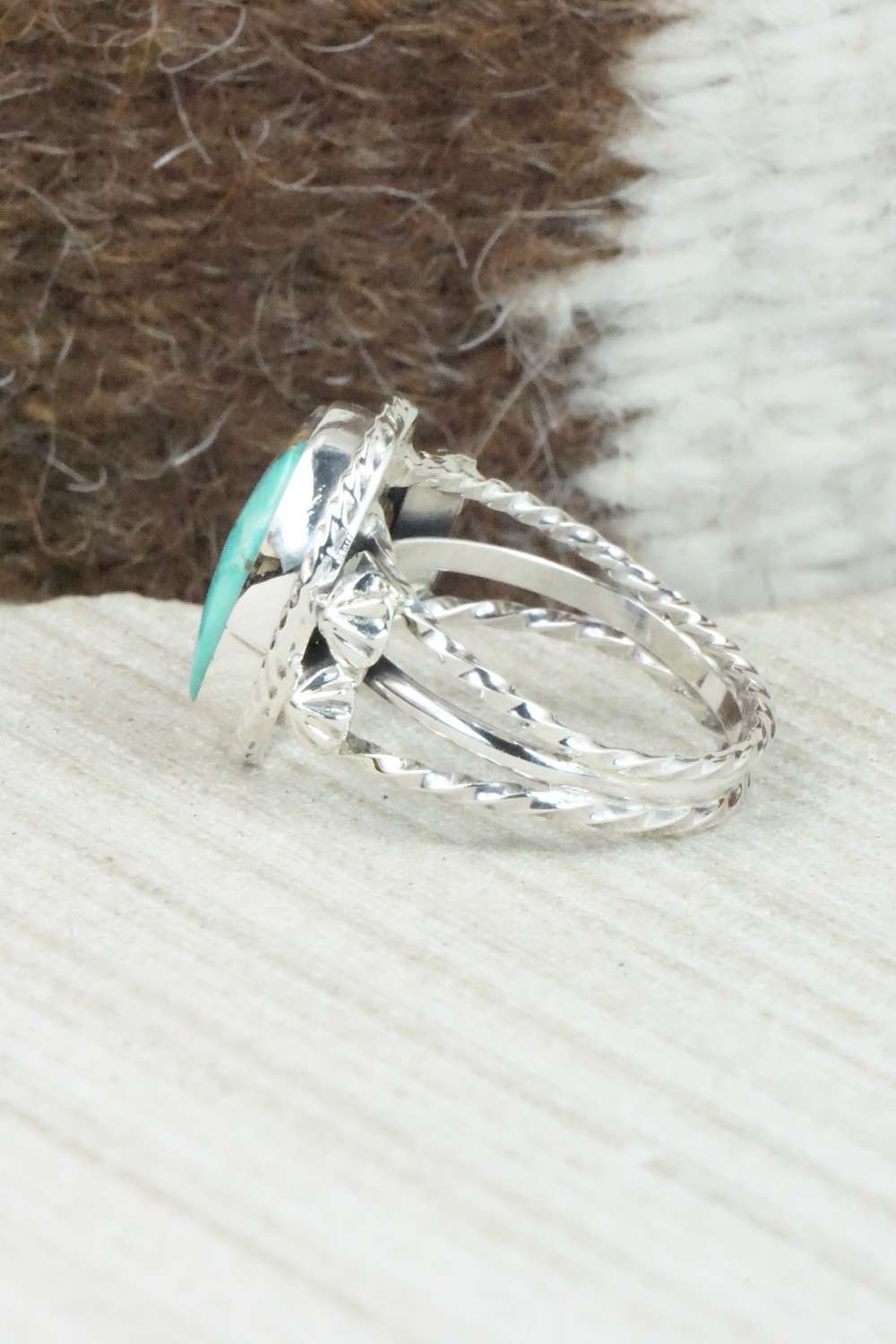 Turquoise & Sterling Silver Ring - Samuel Yellowhair - Size 7.5