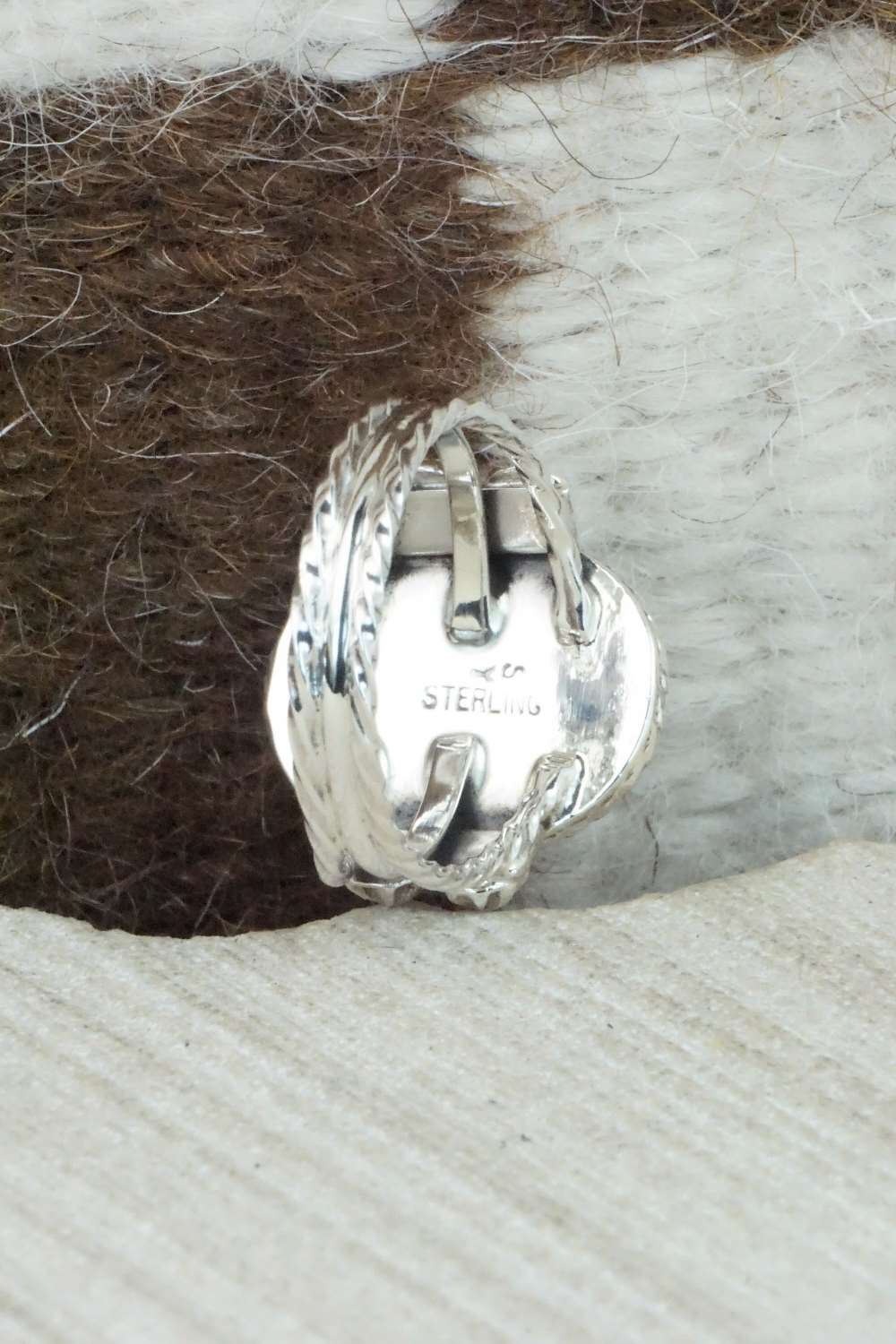 Turquoise & Sterling Silver Ring - Samuel Yellowhair - Size 7.5