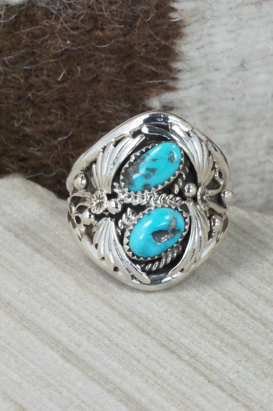 Turquoise & Sterling Silver Ring - Calvin Belin - Size 14.75