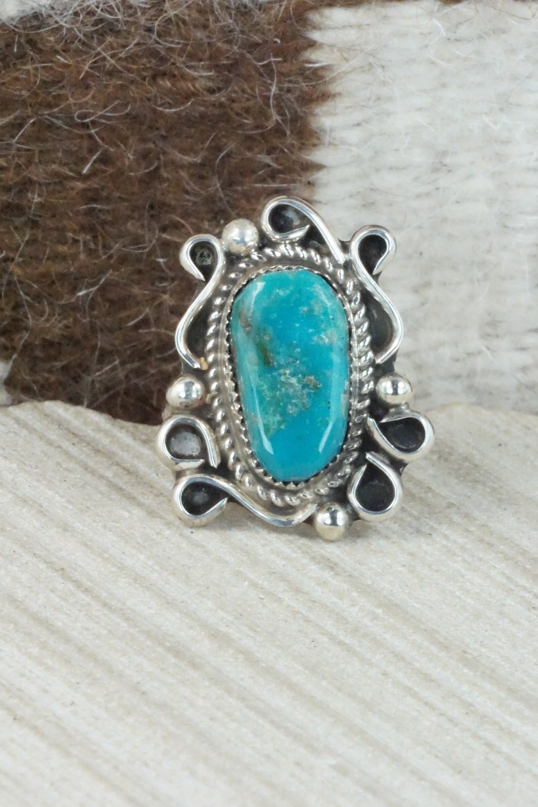 Turquoise & Sterling Silver Ring - Donavan Nez - Size 8.75