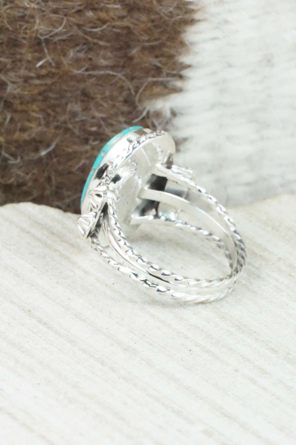 Turquoise & Sterling Silver Ring - Samuel Yellowhair - Size 8.5