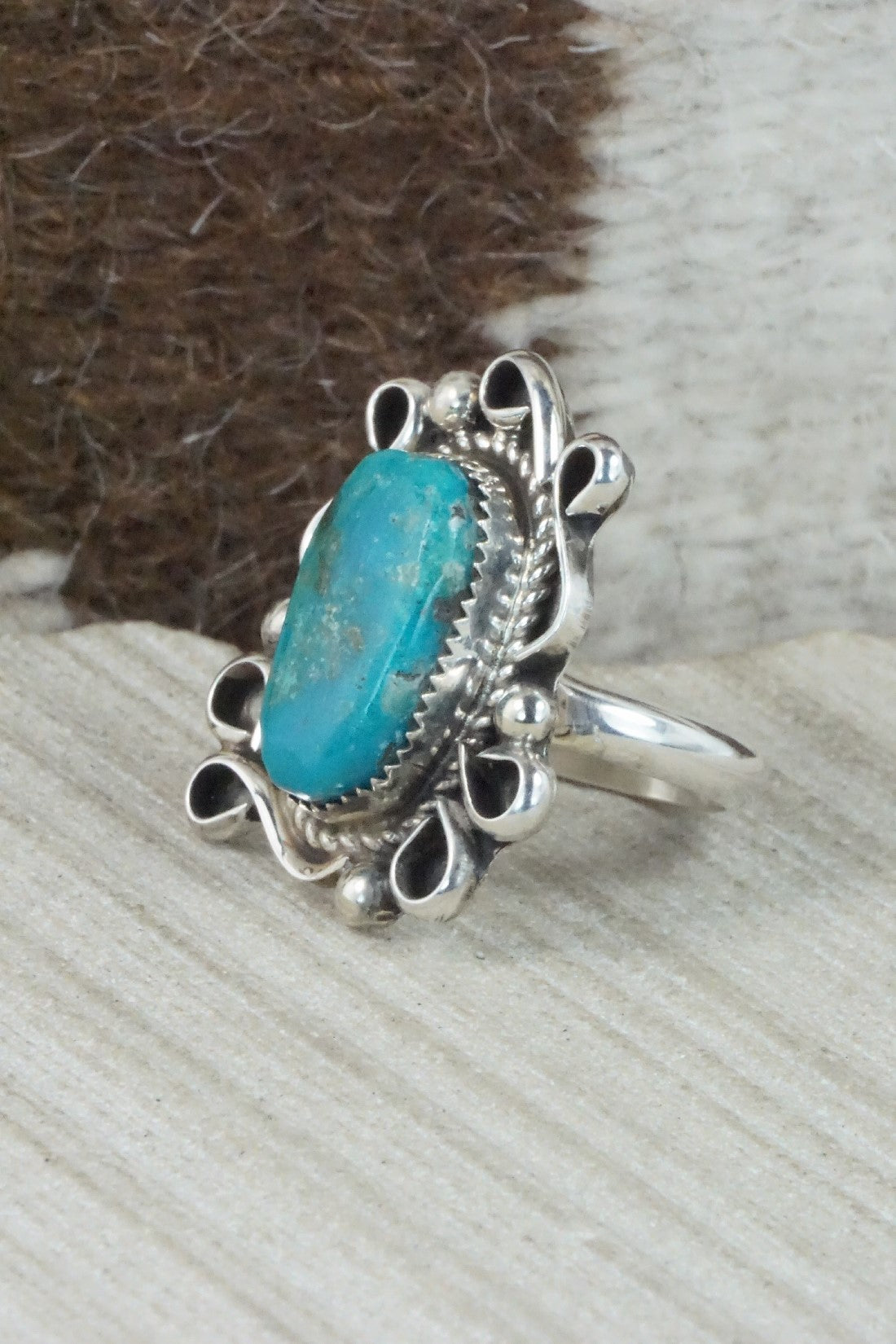 Turquoise & Sterling Silver Ring - Donavan Nez - Size 8.75