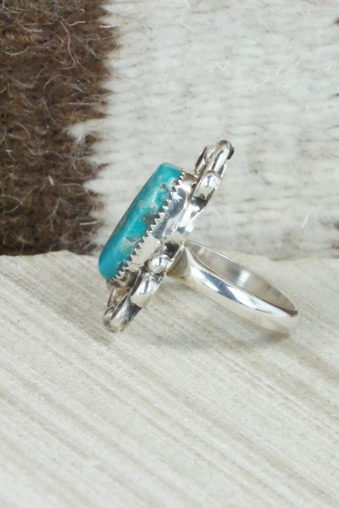 Turquoise & Sterling Silver Ring - Donavan Nez - Size 8.75