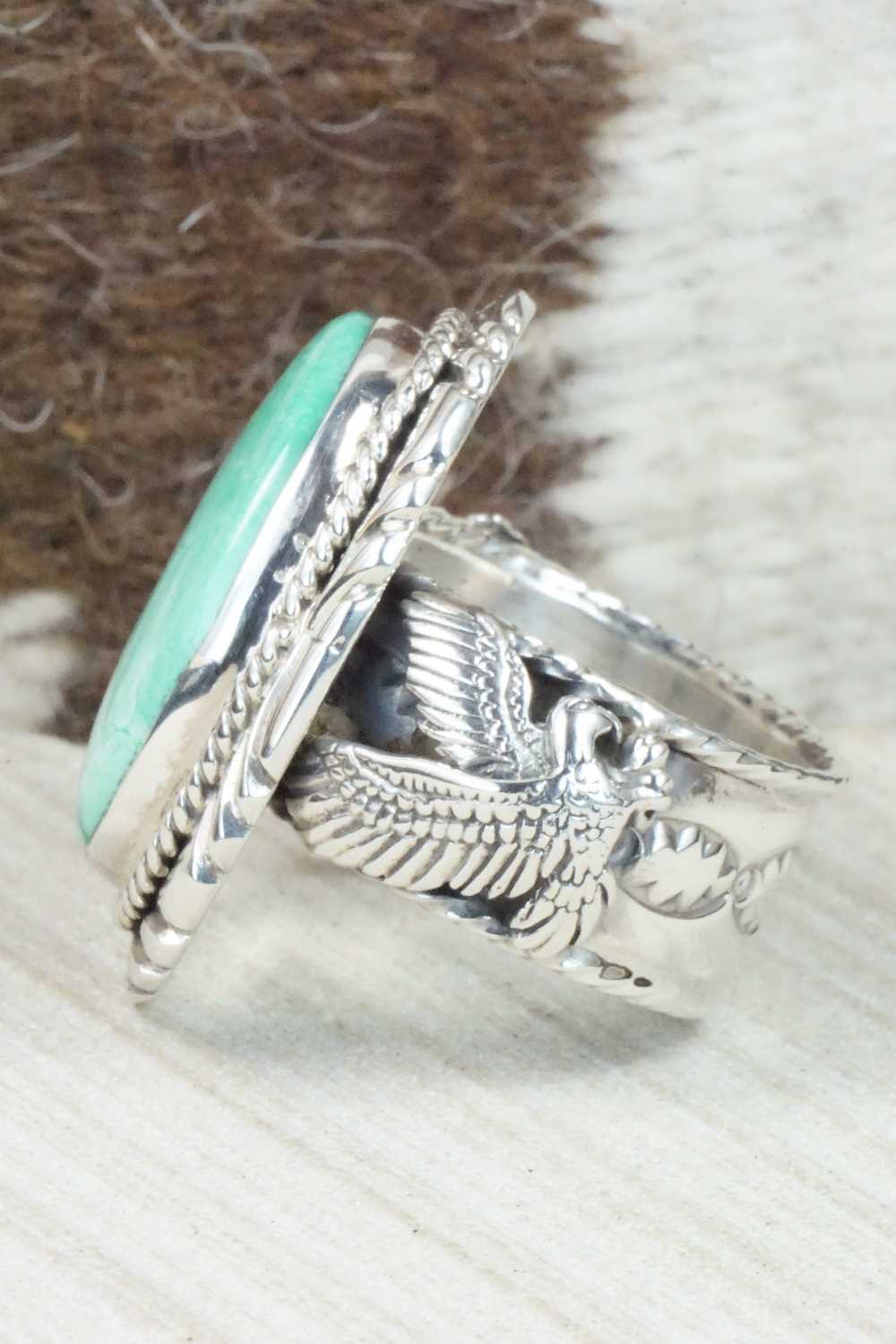 Turquoise and Sterling Silver Ring - Tommy Moore - Size 12.5