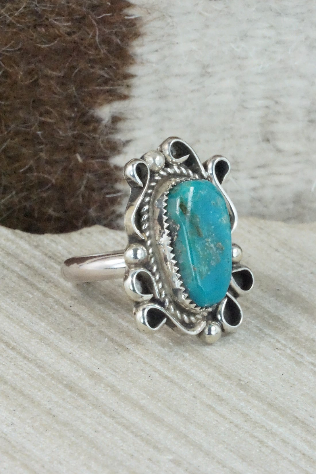 Turquoise & Sterling Silver Ring - Donavan Nez - Size 8.75