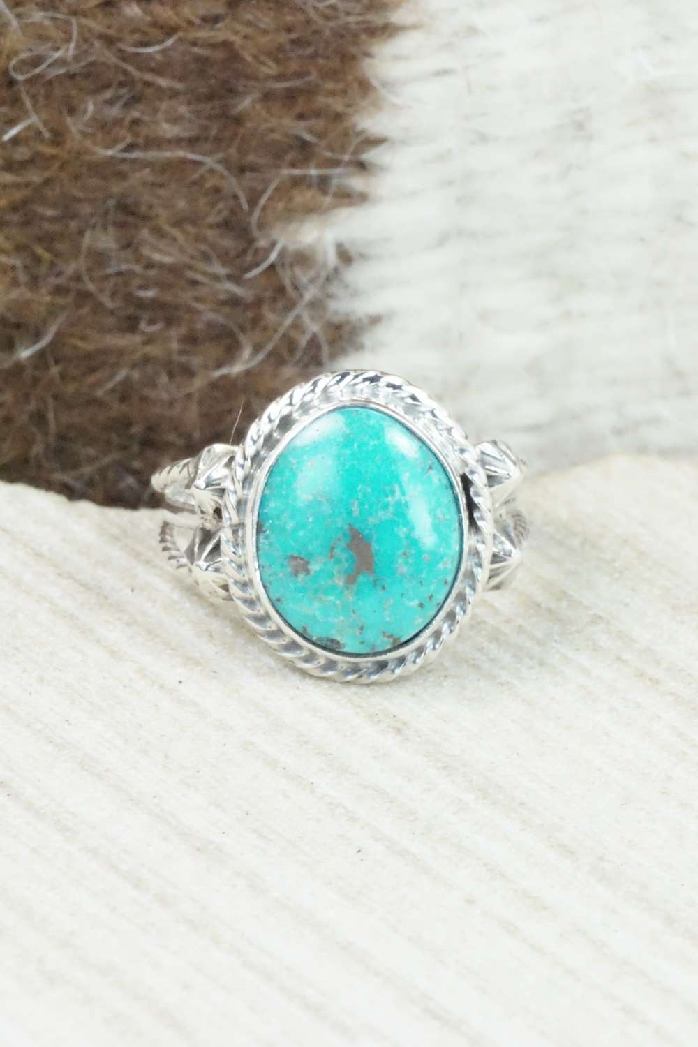 Turquoise & Sterling Silver Ring - Samuel Yellowhair - Size 8.25