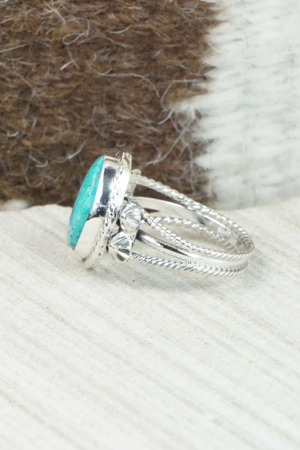 Turquoise & Sterling Silver Ring - Samuel Yellowhair - Size 8.25