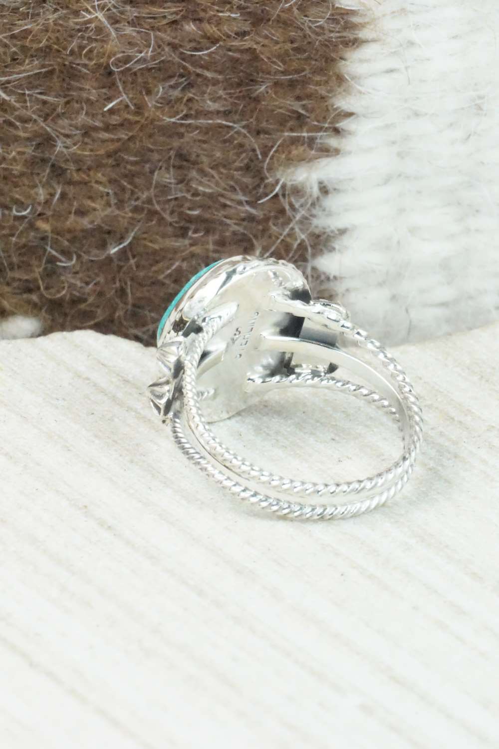 Turquoise & Sterling Silver Ring - Samuel Yellowhair - Size 8.25