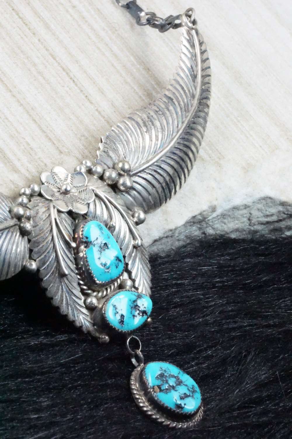 Turquoise & Sterling Silver Necklace - Navajo