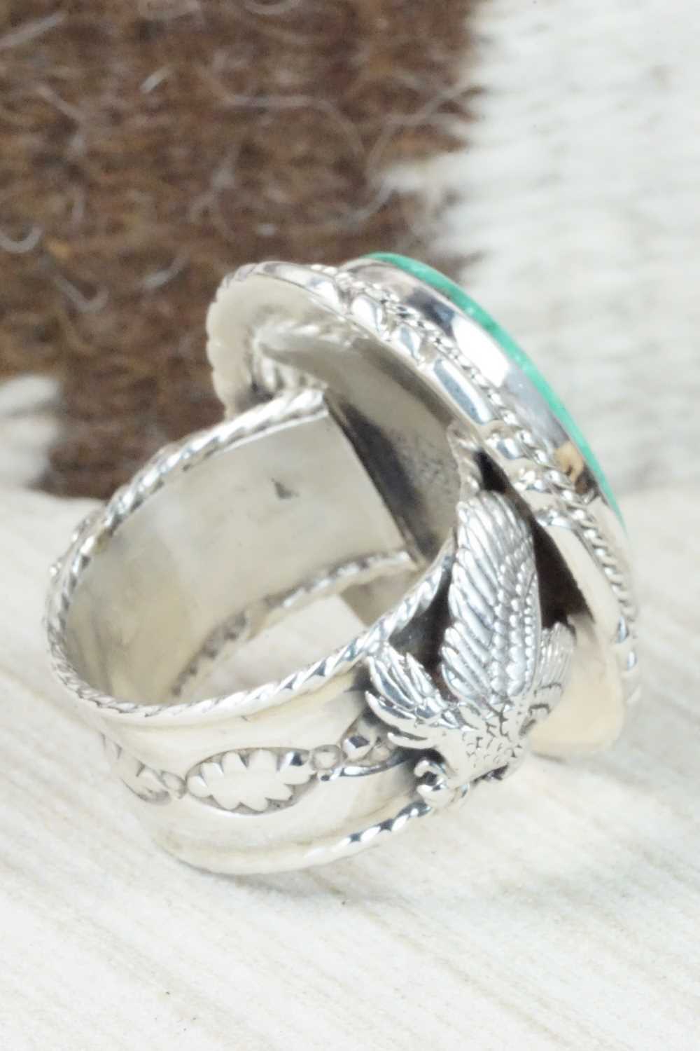 Turquoise and Sterling Silver Ring - Tommy Moore - Size 12.5