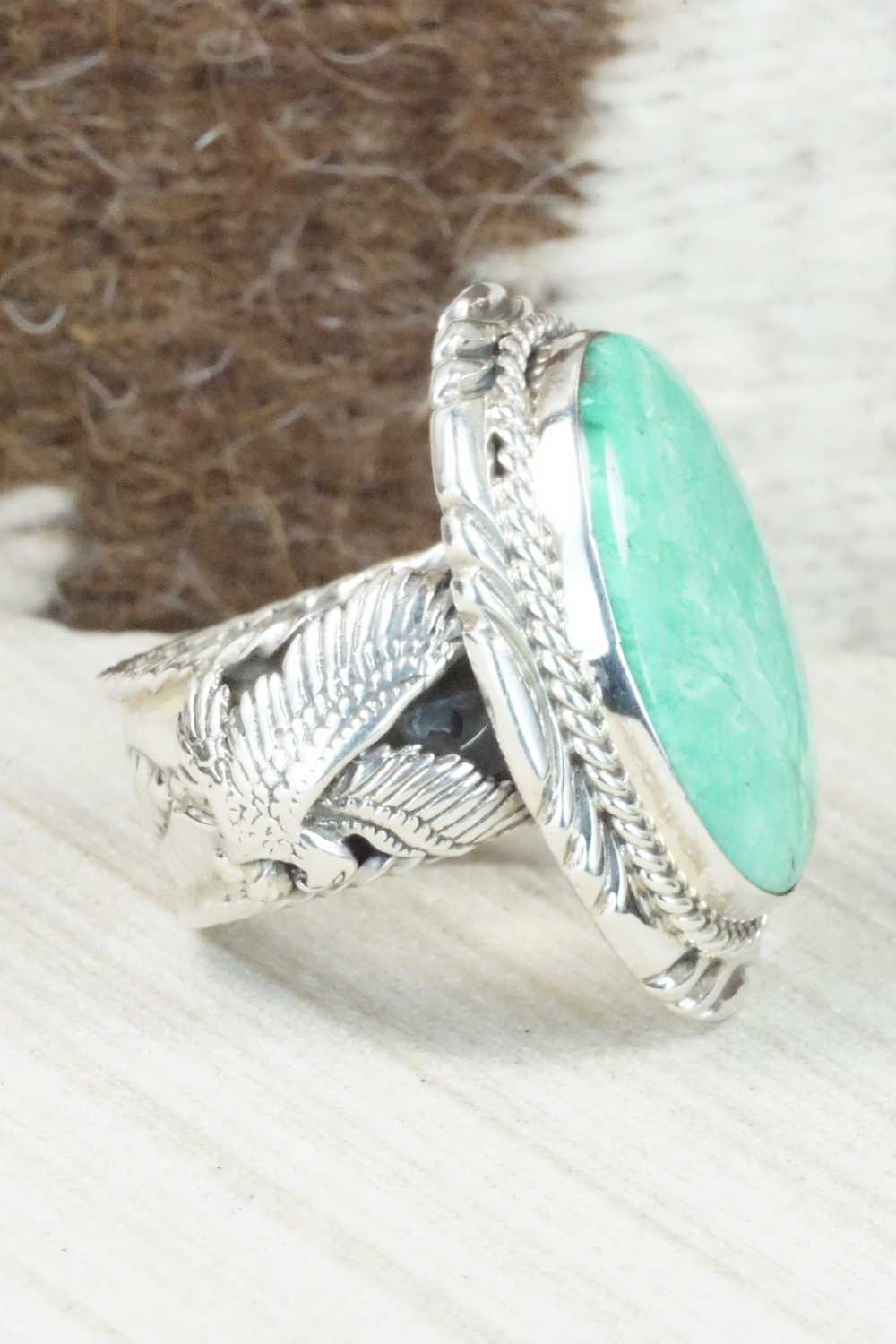 Turquoise and Sterling Silver Ring - Tommy Moore - Size 12.5