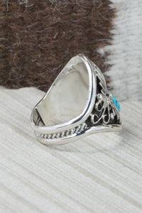 Turquoise & Sterling Silver Ring - Calvin Belin - Size 14