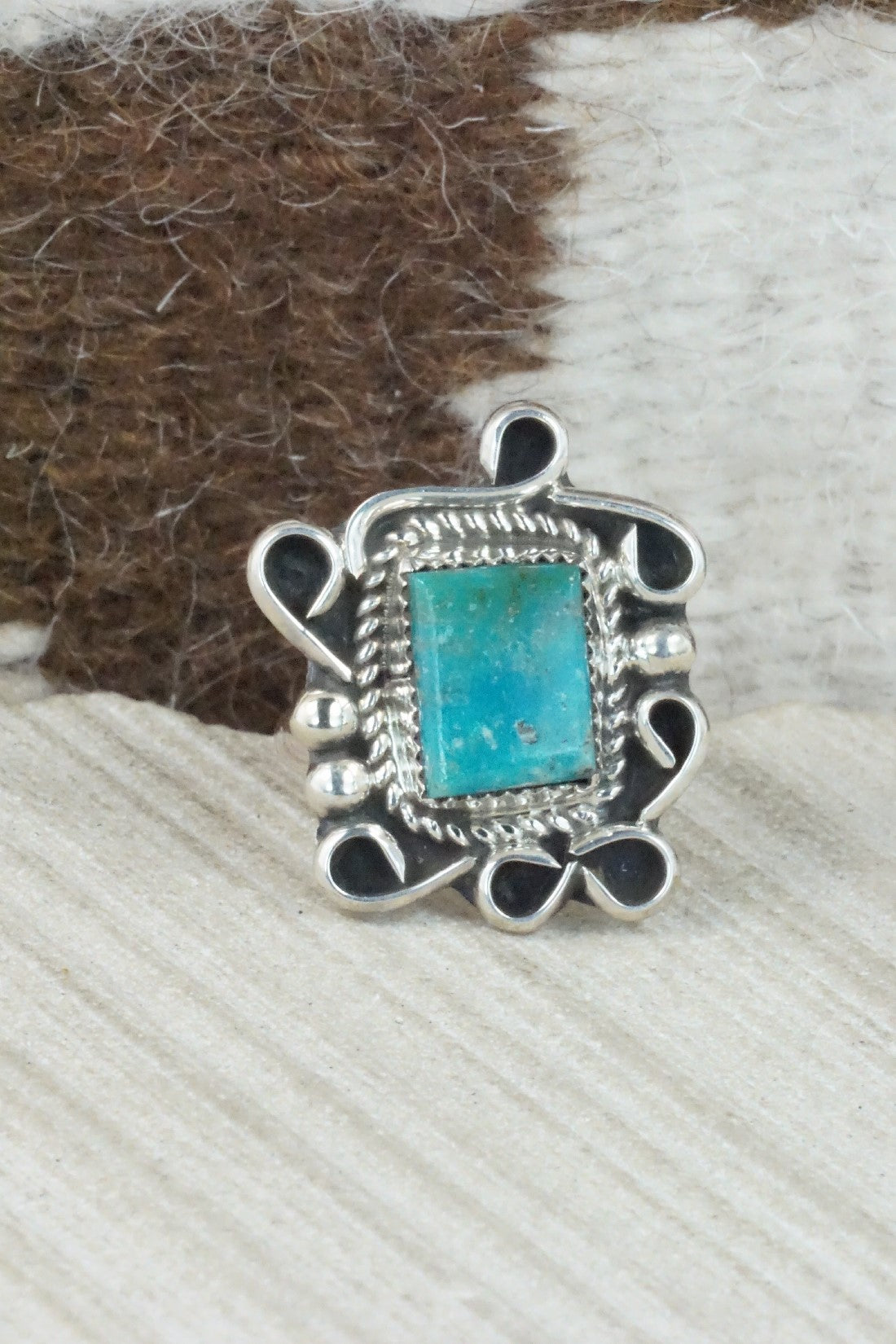 Turquoise & Sterling Silver Ring - Donavan Nez - Size 8.25