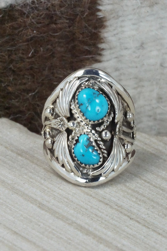 Turquoise & Sterling Silver Ring - Calvin Belin - Size 12