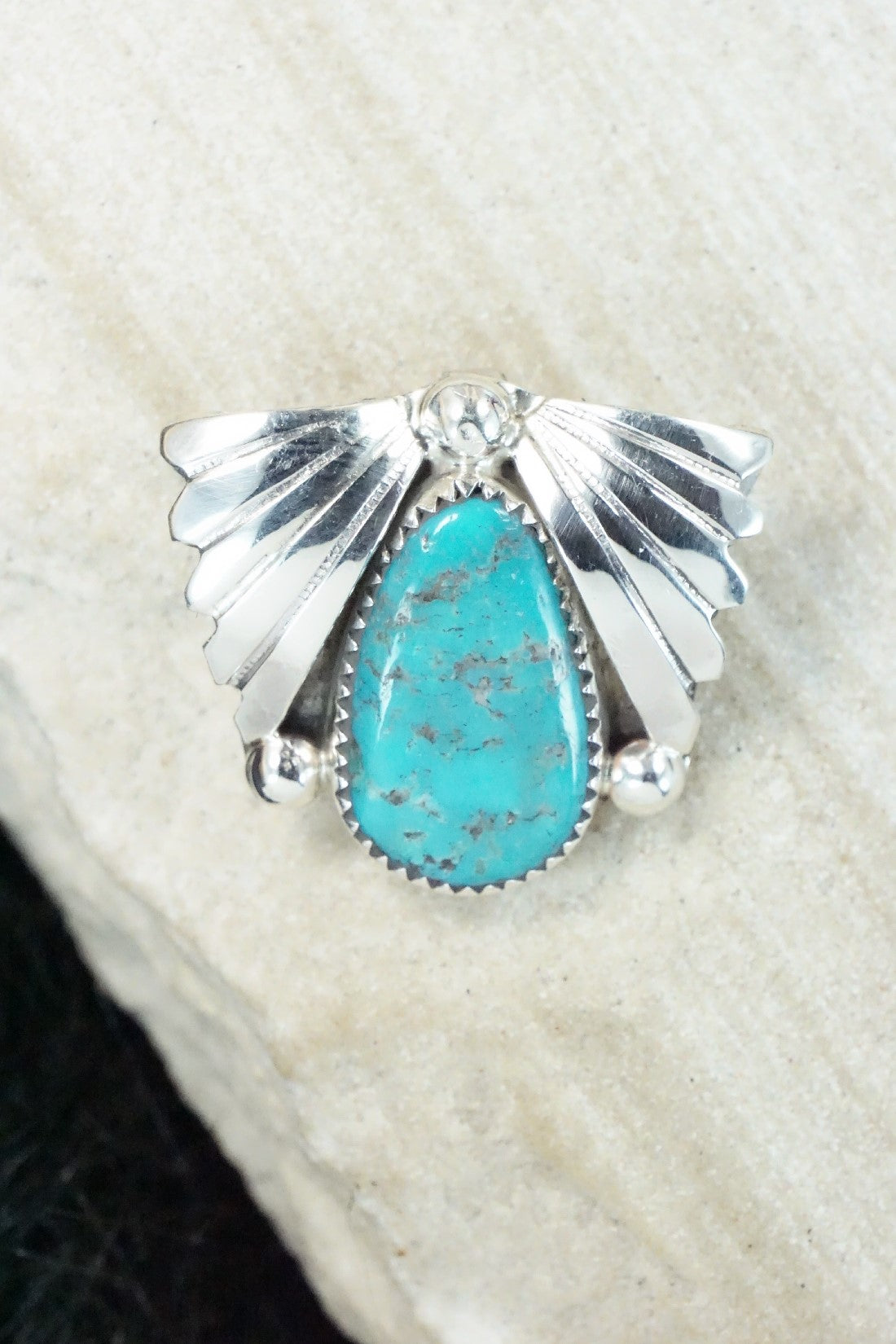 Turquoise & Sterling Silver Pendant - Lyolita Tsattie