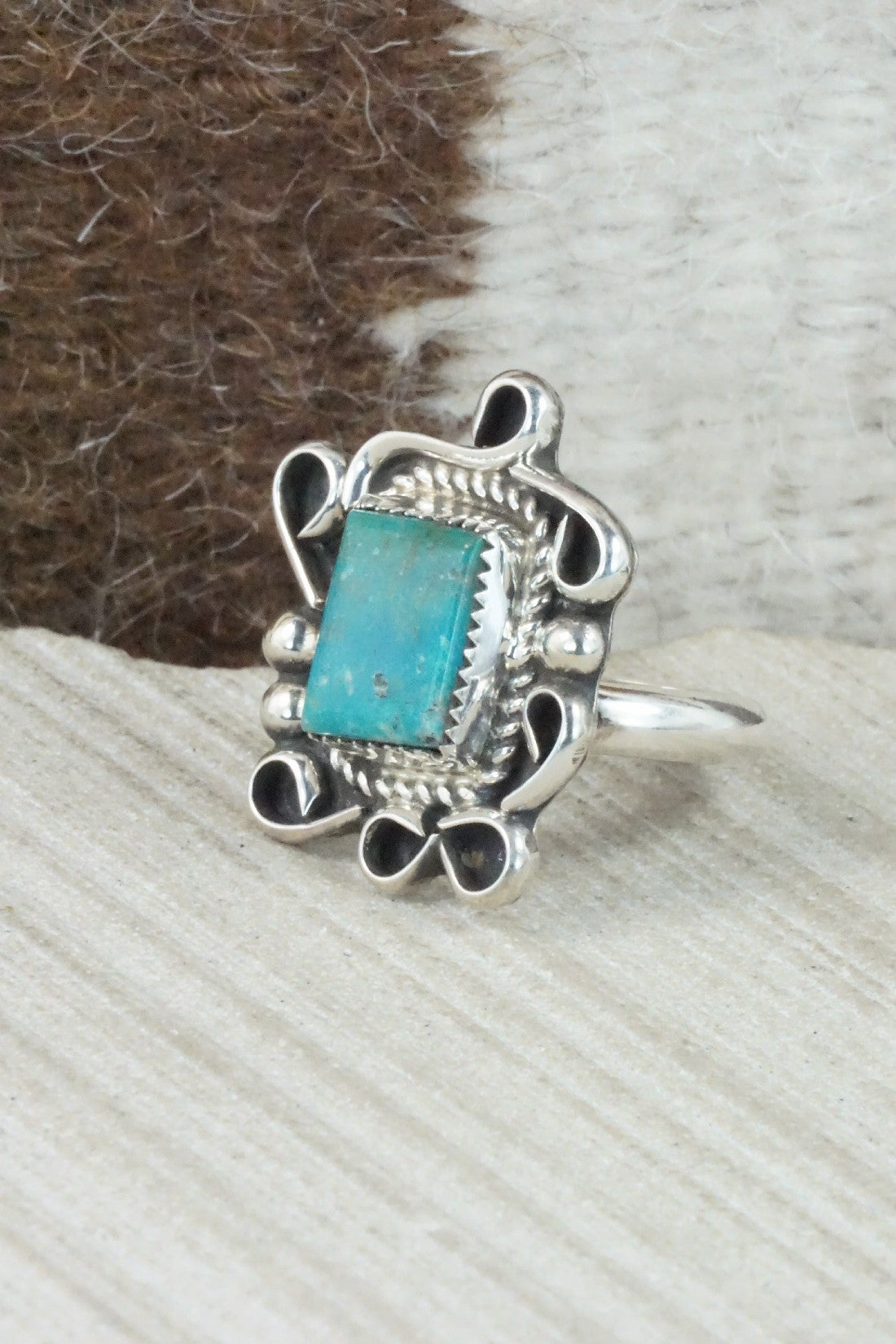 Turquoise & Sterling Silver Ring - Donavan Nez - Size 8.25