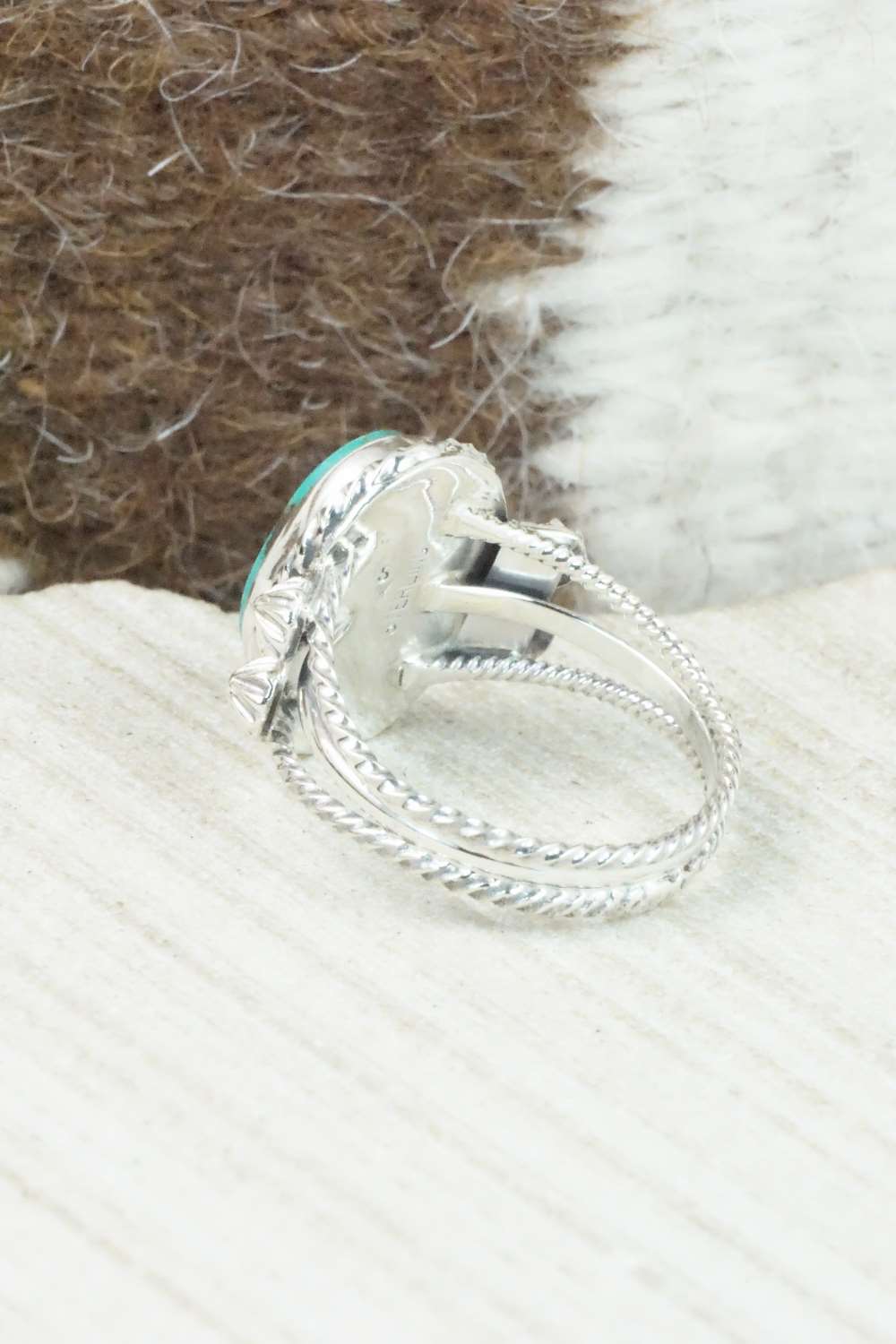 Turquoise & Sterling Silver Ring - Samuel Yellowhair - Size 8.5