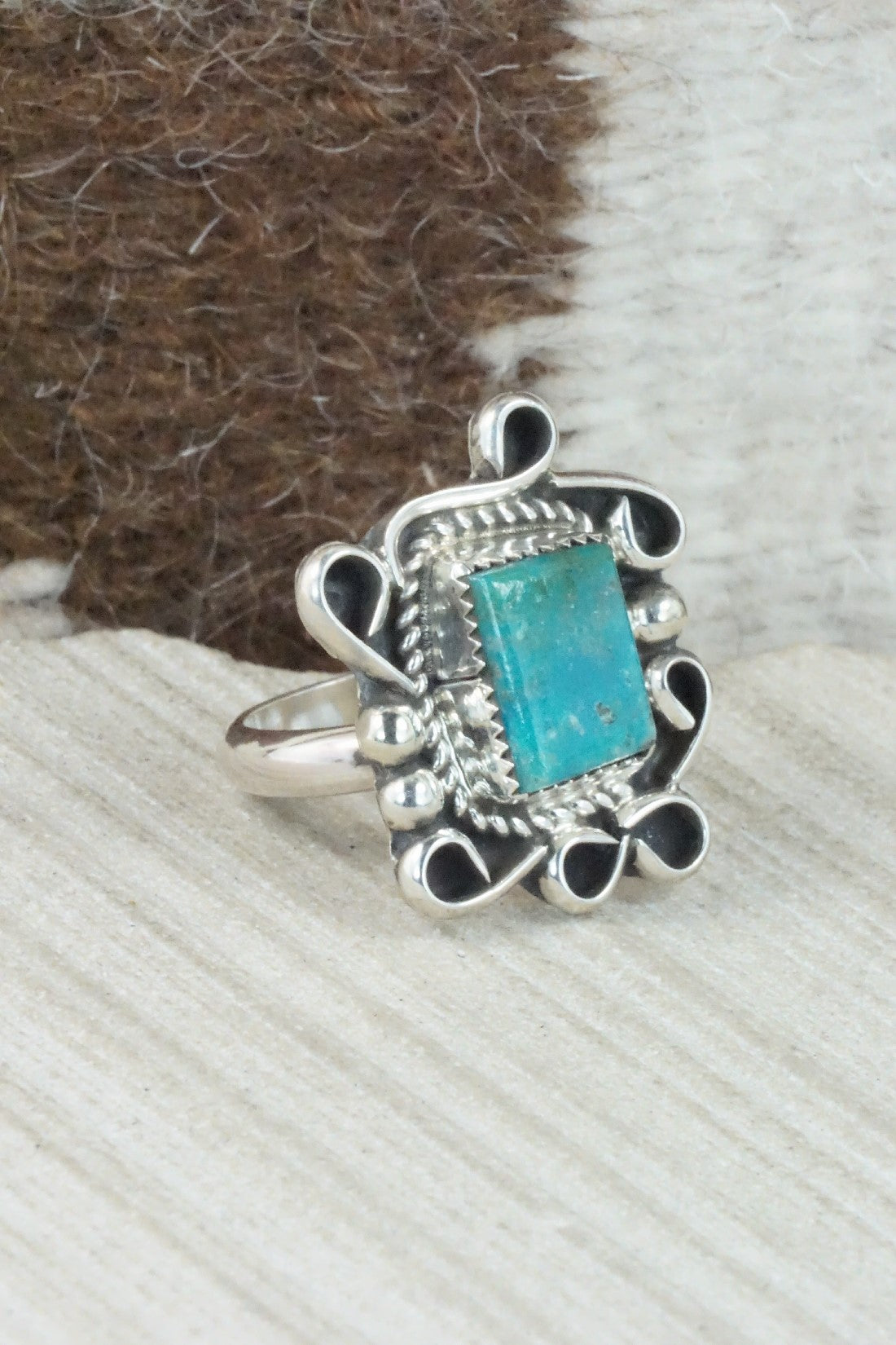 Turquoise & Sterling Silver Ring - Donavan Nez - Size 8.25