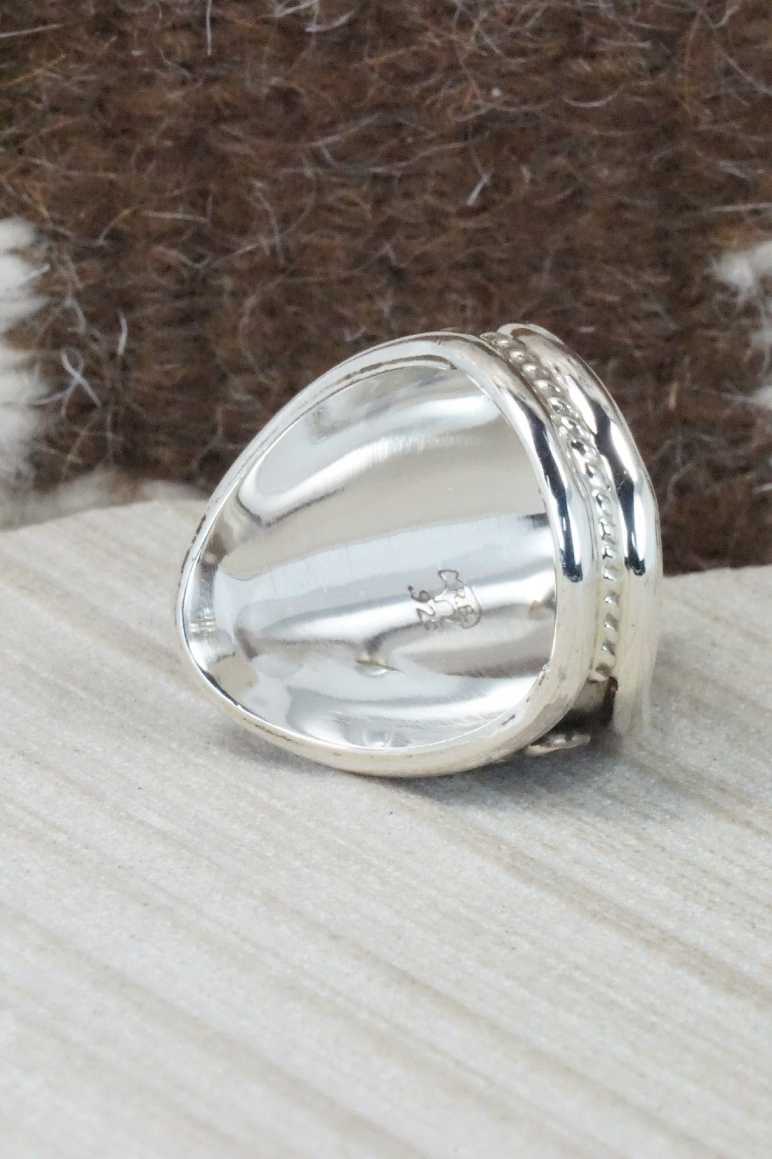 Turquoise & Sterling Silver Ring - Calvin Belin - Size 12