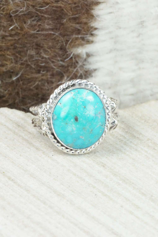 Turquoise & Sterling Silver Ring - Samuel Yellowhair - Size 8.75