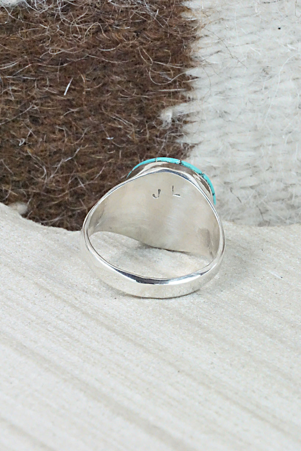 Turquoise & Sterling Silver Ring - Johnson Laweka - Size 9.5