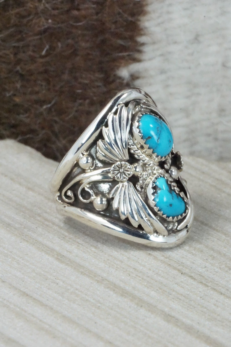 Turquoise & Sterling Silver Ring - Calvin Belin - Size 12