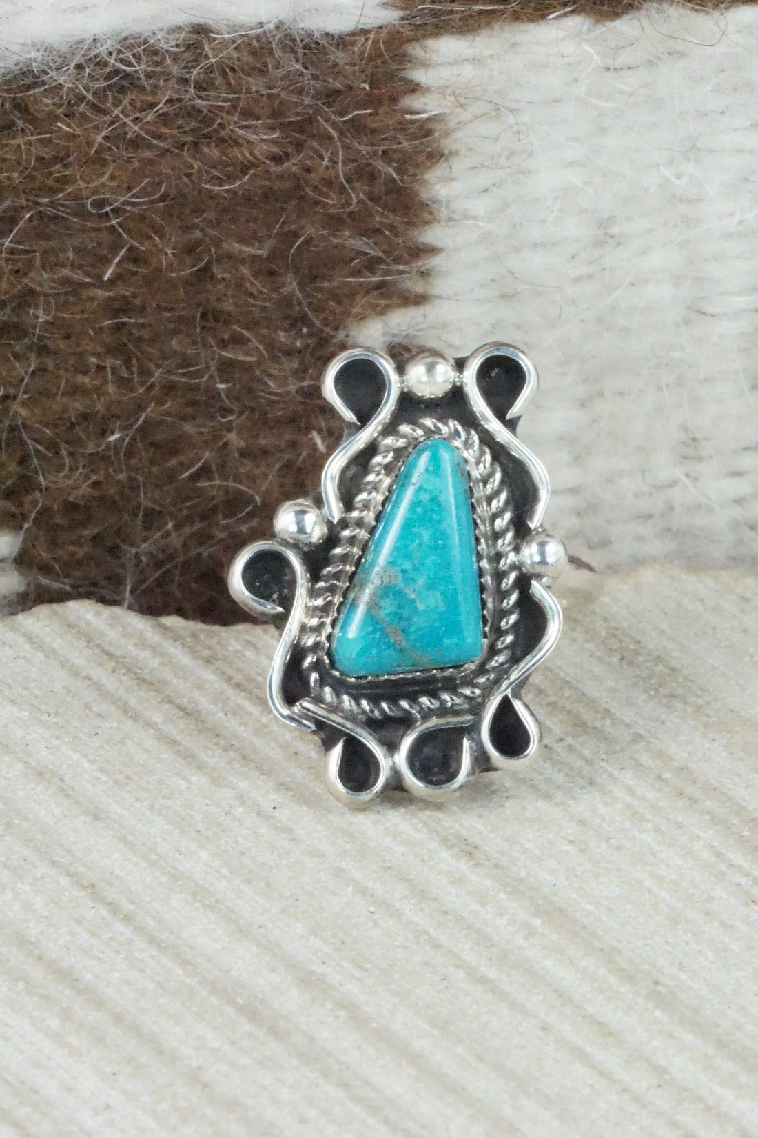 Turquoise & Sterling Silver Ring - Donavan Nez - Size 9