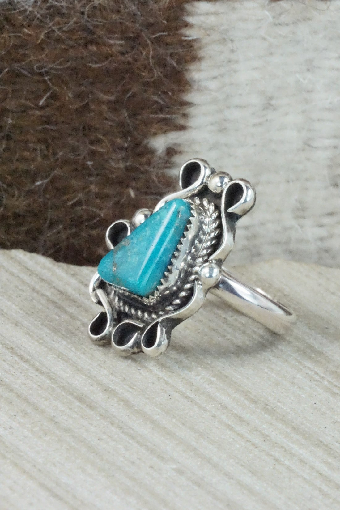 Turquoise & Sterling Silver Ring - Donavan Nez - Size 9