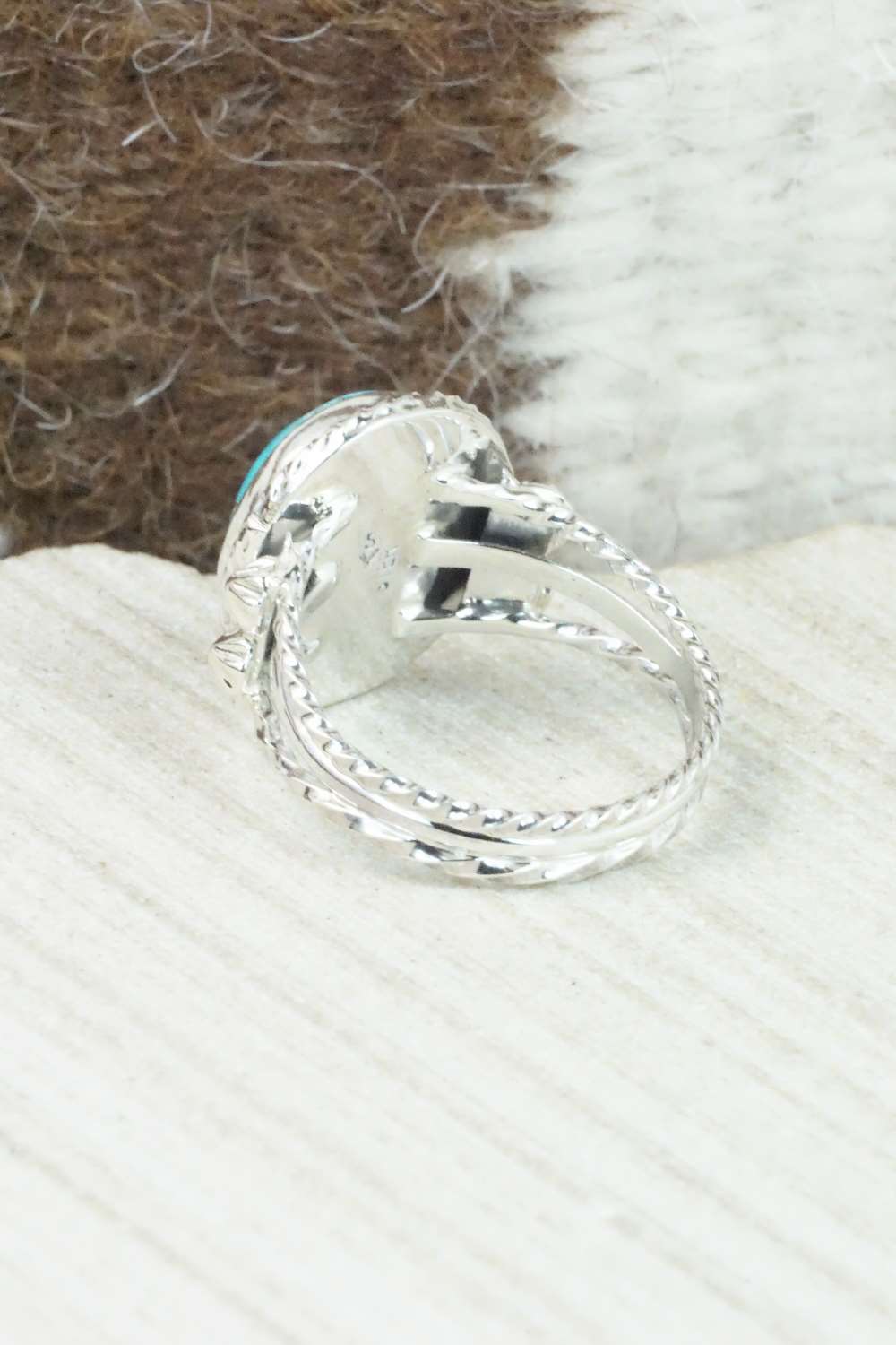 Turquoise & Sterling Silver Ring - Samuel Yellowhair - Size 8.75