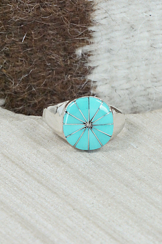 Turquoise & Sterling Silver Ring - Johnson Laweka - Size 11
