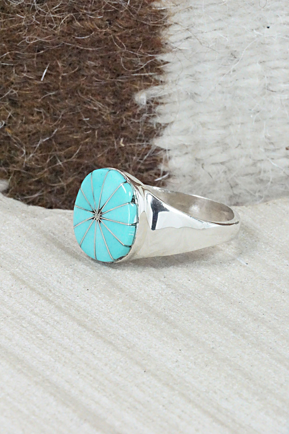Turquoise & Sterling Silver Ring - Johnson Laweka - Size 11
