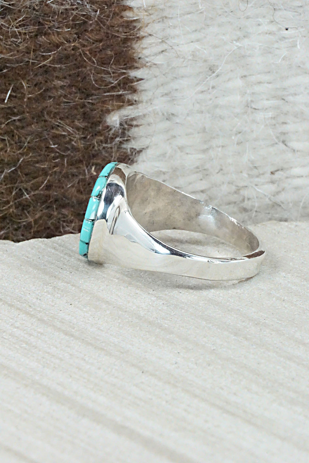 Turquoise & Sterling Silver Ring - Johnson Laweka - Size 11