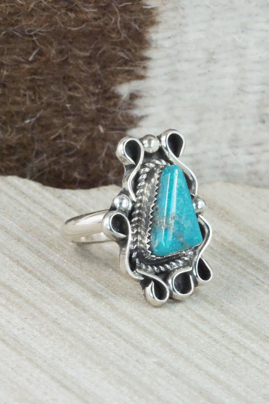 Turquoise & Sterling Silver Ring - Donavan Nez - Size 9