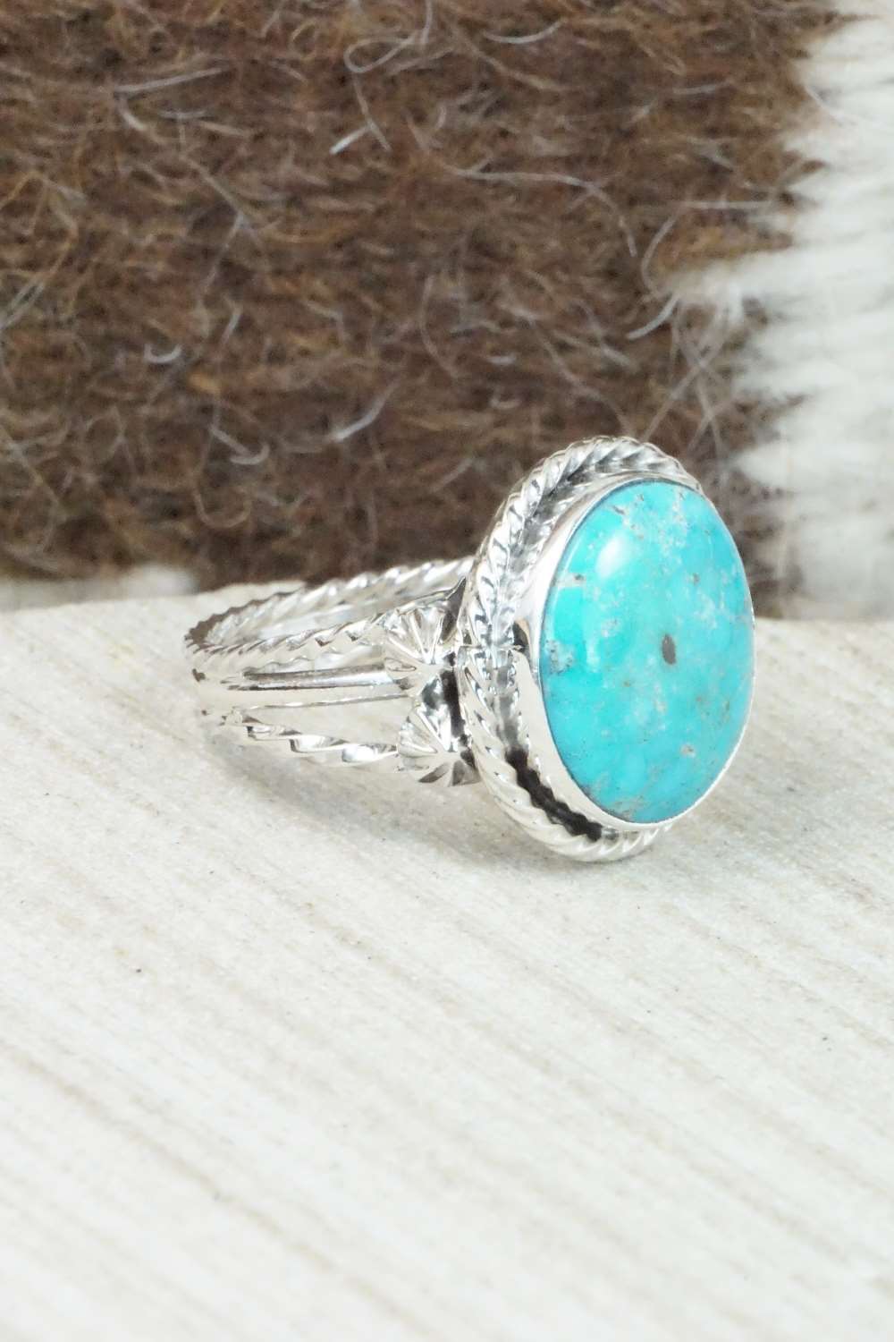 Turquoise & Sterling Silver Ring - Samuel Yellowhair - Size 8.75
