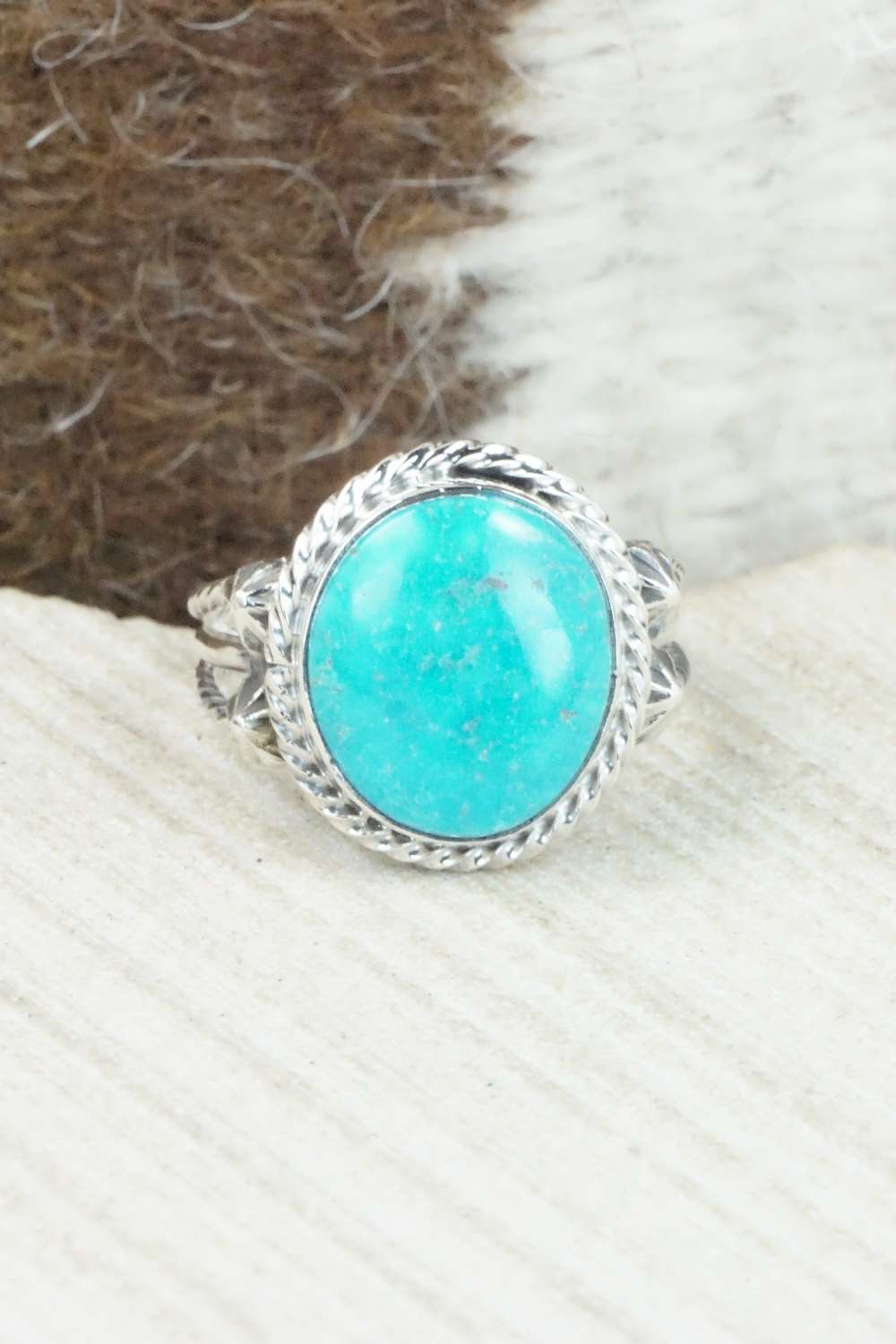Turquoise & Sterling Silver Ring - Samuel Yellowhair - Size 8.75