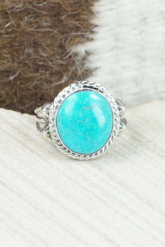 Turquoise & Sterling Silver Ring - Samuel Yellowhair - Size 8.75
